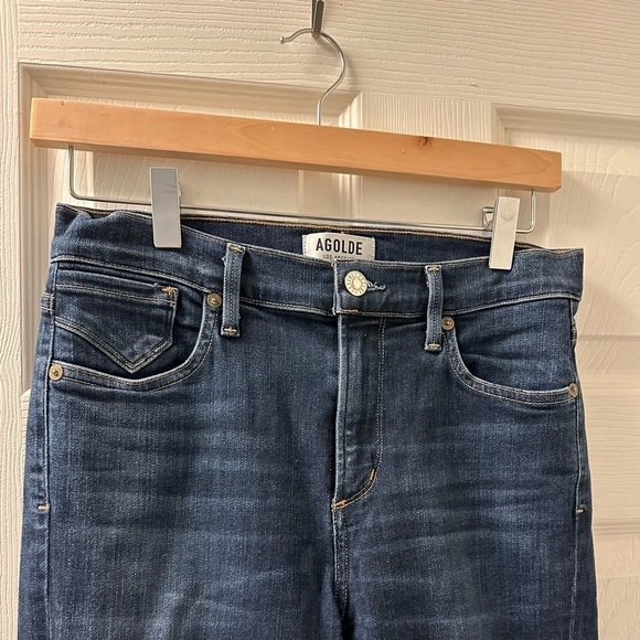 Agolde Stretch Ankle Dark Denim Whisker Jeans - Picture 3 of 9